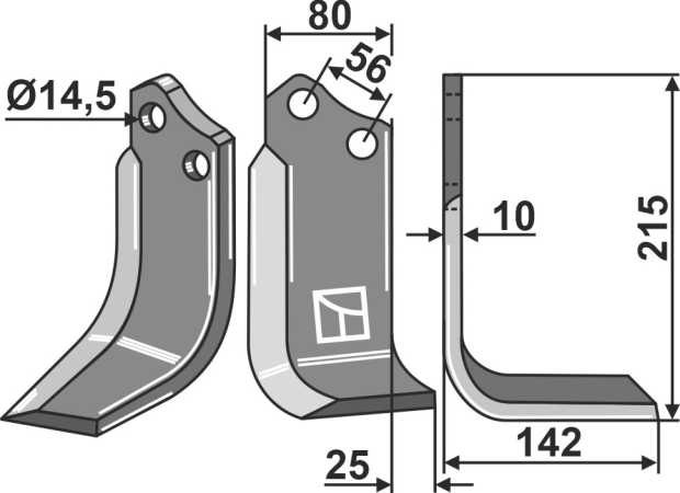 Fräsmesser 215x80mm, rechts